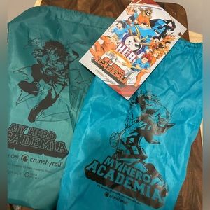 Set of Two My Hero Academia Drawstring Bags & HLB Postcard